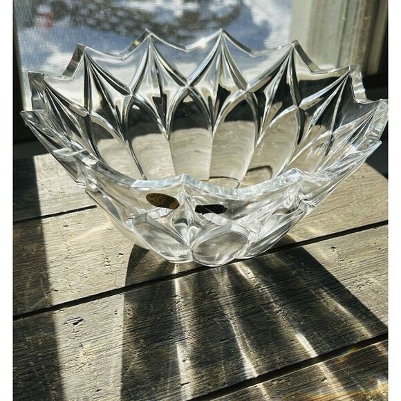 Vintage Bohemia Crystal Bowl Glass 12 Point Serving Dish Czech Republic 24% PbO - Picture 1 of 15